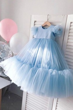 Cute Blue Tulle Flower Girl Dresses 905059
