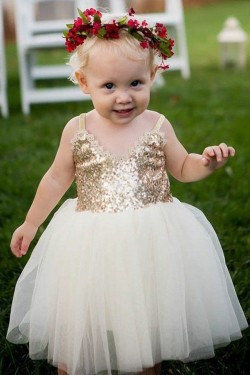 Cute Sequins and Tulle Flower Girl Dresses 905066