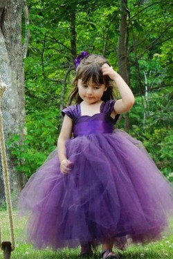 Cute Purple Tulle Flower Girl Dresses 905068