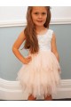 Short Lace and Tulle Knee Length Flower Girl Dresses 905071