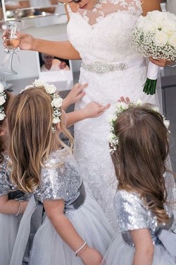 Ankle-Length Sequins and Tulle Flower Girl Dresses 905072