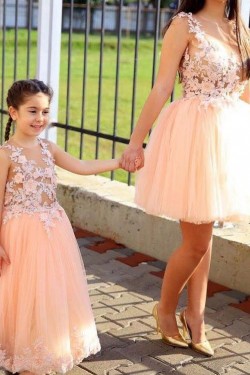 Cute Pink Floor Length Lace and Tulle Flower Girl Dresses 905074