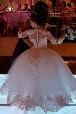 Lace and Tulle Long Sleeves Flower Girl Dresses 905084