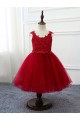 Lace and Tulle Red Flower Girl Dresses 905087