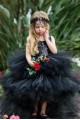 Black Sequins and Tulle High Low Flower Girl Dresses 905093
