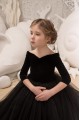 Long Black Tulle Flower Girl Dresses with Sleeves 905097