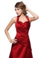 A-Line Halter Long Red Satin Bridesmaid Dresses/Wedding Party Dresses BD010001