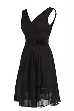 A-Line V-Neck Short Purple Chiffon Bridesmaid Dresses/Wedding Dresses BD010002