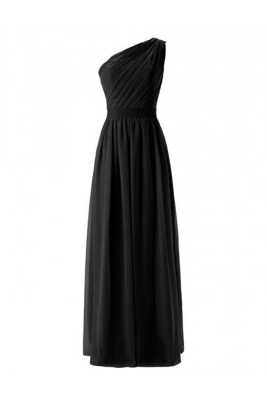 A-Line One-Shoulder Mint Green Long Chiffon Bridesmaid Dresses/Wedding Party Dresses BD010004