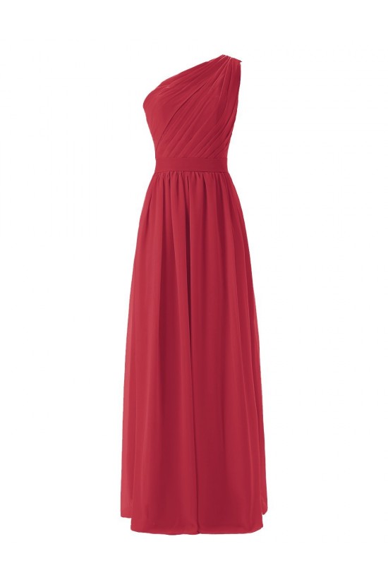 A-Line One-Shoulder Mint Green Long Chiffon Bridesmaid Dresses/Wedding Party Dresses BD010004