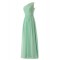 A-Line One-Shoulder Mint Green Long Chiffon Bridesmaid Dresses/Wedding Party Dresses BD010004