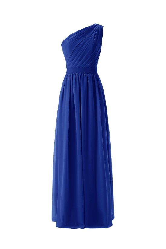 A-Line One-Shoulder Mint Green Long Chiffon Bridesmaid Dresses/Wedding Party Dresses BD010004
