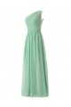 A-Line One-Shoulder Mint Green Long Chiffon Bridesmaid Dresses/Wedding Party Dresses BD010004