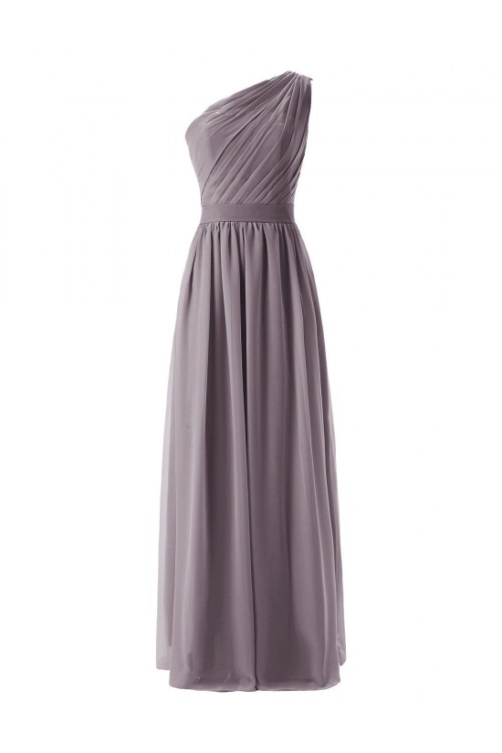 A-Line One-Shoulder Mint Green Long Chiffon Bridesmaid Dresses/Wedding Party Dresses BD010004