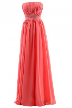 Strapless Long Chiffon Beaded Bridesmaid Dresses/Wedding Party Dresses BD010006