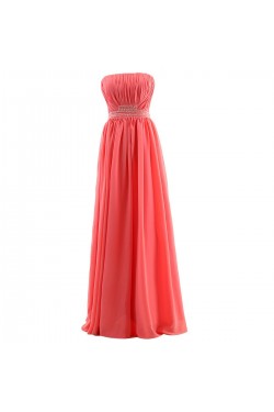 Strapless Long Chiffon Beaded Bridesmaid Dresses/Wedding Party Dresses BD010006