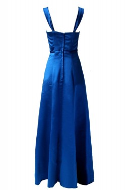 A-Line Straps Sleeveless Royal Blue Long Satin Bridesmaid Dresses/Wedding Party Dresses BD010008