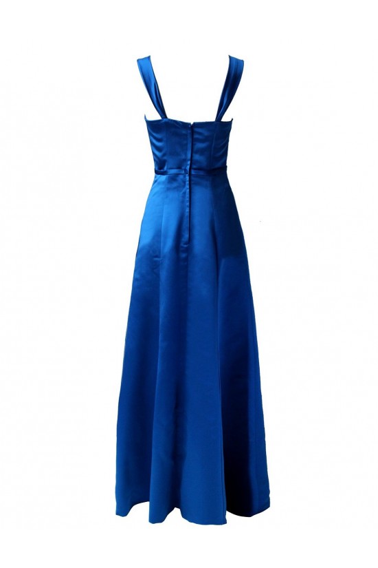 A-Line Straps Sleeveless Royal Blue Long Satin Bridesmaid Dresses/Wedding Party Dresses BD010008