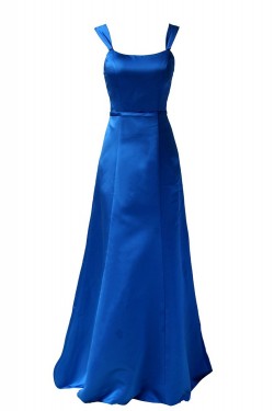 A-Line Straps Sleeveless Royal Blue Long Satin Bridesmaid Dresses/Wedding Party Dresses BD010008