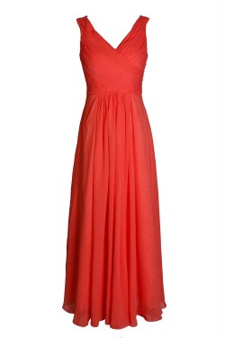 A-Line V-Neck Long Chiffon Bridesmaid Dresses/Wedding Party Dresses BD010009