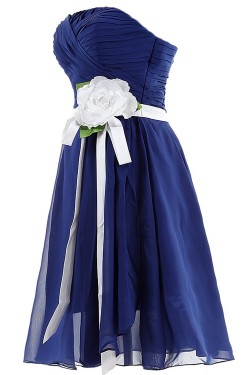 A-Line Strapless Short Chiffon Black Bridesmaid Dresses/Wedding Party Dresses BD010010