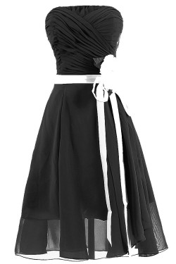 A-Line Strapless Short Chiffon Black Bridesmaid Dresses/Wedding Party Dresses BD010010