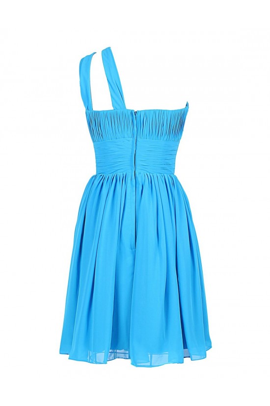 A-Line One-Shoulder Short Blue Chiffon Bridesmaid Dresses/Wedding Party Dresses BD010011 A-Line One-Shoulder Short Blue Chiffon Bridesmaid Dresses/Wedding Party Dresses BD010011