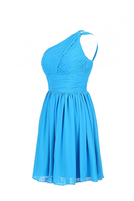 A-Line One-Shoulder Short Blue Chiffon Bridesmaid Dresses/Wedding Party Dresses BD010011 A-Line One-Shoulder Short Blue Chiffon Bridesmaid Dresses/Wedding Party Dresses BD010011