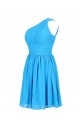 A-Line One-Shoulder Short Blue Chiffon Bridesmaid Dresses/Wedding Party Dresses BD010011 A-Line One-Shoulder Short Blue Chiffon Bridesmaid Dresses/Wedding Party Dresses BD010011