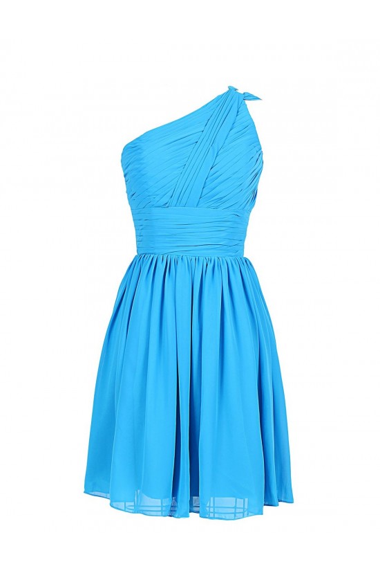 A-Line One-Shoulder Short Blue Chiffon Bridesmaid Dresses/Wedding Party Dresses BD010011 A-Line One-Shoulder Short Blue Chiffon Bridesmaid Dresses/Wedding Party Dresses BD010011