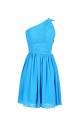 A-Line One-Shoulder Short Blue Chiffon Bridesmaid Dresses/Wedding Party Dresses BD010011 A-Line One-Shoulder Short Blue Chiffon Bridesmaid Dresses/Wedding Party Dresses BD010011