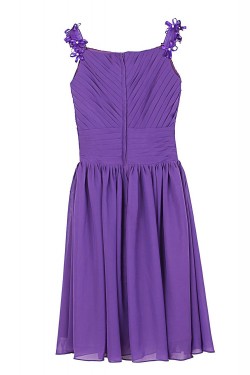 A-Line Straps Short Purple Chiffon Bridesmaid Dresses/Wedding Party Dresses BD010016