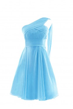 A-Line One-Shoulder Black Short Chiffon Bridesmaid Dresses/Wedding Party Dresses BD010017