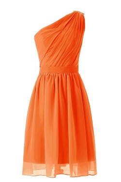 A-Line One-Shoulder Royal Blue Short Chiffon Bridesmaid Dresses/Wedding Party Dresses BD010020