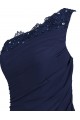 A-Line One-Shoulder Navy Blue Long Chiffon Bridesmaid Dresses/Wedding Party Dresses BD010021