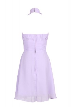 A-Line Halter Short Purple Chiffon Bridesmaid Dresses/Wedding Party Dresses BD010023