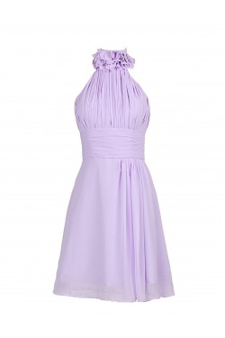 A-Line Halter Short Purple Chiffon Bridesmaid Dresses/Wedding Party Dresses BD010023