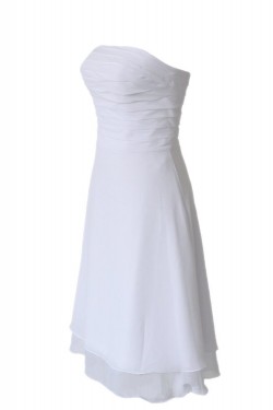 A-Line Strapless Short White Bridesmaid Dresses/Wedding Party Dresses BD010025