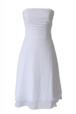 A-Line Strapless Short White Bridesmaid Dresses/Wedding Party Dresses BD010025