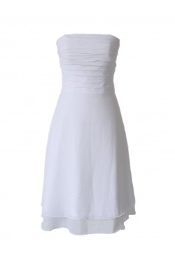 A-Line Strapless Short White Bridesmaid Dresses/Wedding Party Dresses BD010025