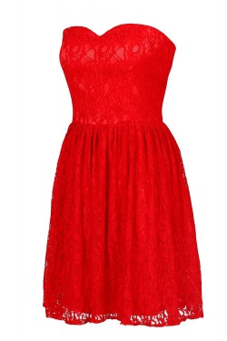 A-Line Sweetheart Short Red Lace Bridesmaid Dresses/Wedding Party Dresses BD010027