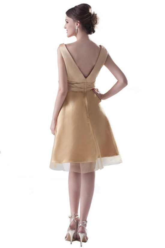 A-Line V-Neck Short Gold Bridesmaid Dresses/Wedding Party Dresses BD010031