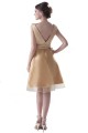 A-Line V-Neck Short Gold Bridesmaid Dresses/Wedding Party Dresses BD010031