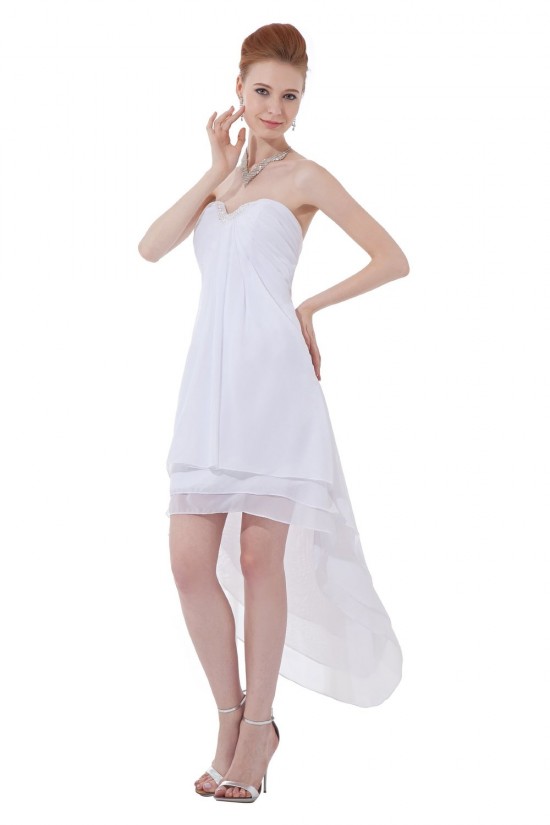 High Low White Short Chiffon Bridesmaid Dresses/Wedding Party Dresses BD010033
