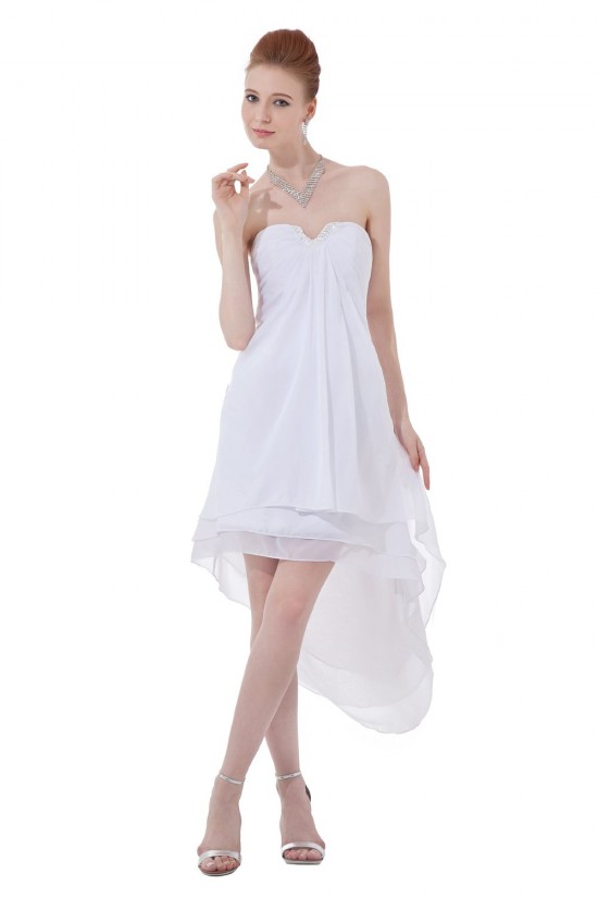 High Low White Short Chiffon Bridesmaid Dresses/Wedding Party Dresses BD010033