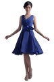 A-Line V-Neck Short Blue Chiffon Bridesmaid Dresses/Wedding Party Dresses BD010036