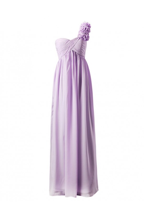Empire One-Shoulder Long Purple Chiffon Bridesmaid Dresses/Wedding Party Dresses/Maternity Dresses BD010037