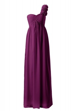 Empire One-Shoulder Long Purple Chiffon Bridesmaid Dresses/Wedding Party Dresses/Maternity Dresses BD010037