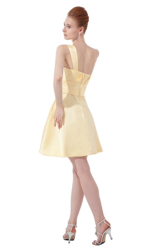 A-Line One-Shoulder Short/Mini Yellow Bridesmaid Dresses/Wedding Party Dresses BD010038