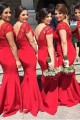 Mermaid V-Neck Lace Long Red Bridesmaid Dresses/Wedding Party Dresses BD010039 Mermaid V-Neck Lace Long Red Bridesmaid Dresses/Wedding Party Dresses BD010039